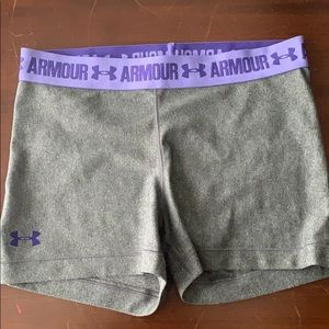 Under armour grey and purple shorts